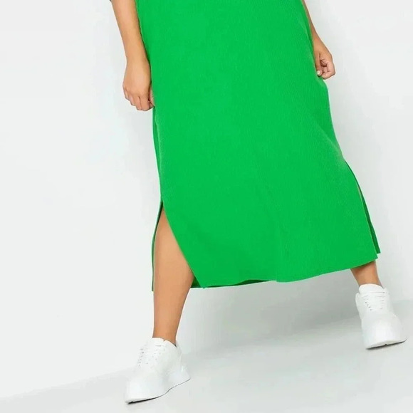 Yours | Plus Size Green Ribbed T-Shirt Dress Stretch Fabric - New with Tag! - Picture 5 of 15